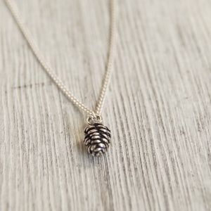 Pine cone pendant sterling silver necklace